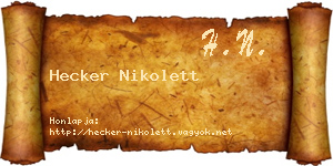 Hecker Nikolett névjegykártya